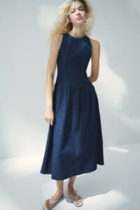 Flared-skirt Denim Dress
