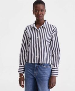 Women's Cotton Cropped Poplin Shirt