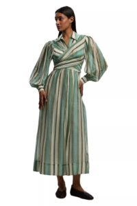 Women's Stripe Organdie Wrap Shirt Dress