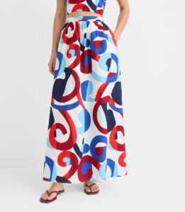 Swirl Poplin Maxi Pocket Skirt