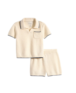 Organic Cotton Knit Polo & Shorts Set