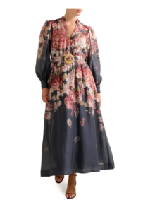 Peyton Belted Long Sleeve Button Front Maxi Dress