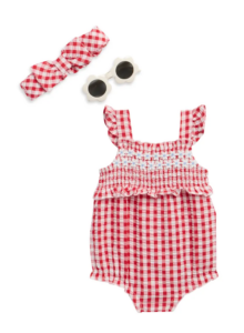 Gingham Bodysuit, Headband & Sunglasses