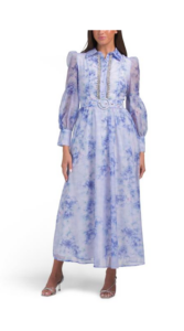 Long Sleeve Floral Dress with Belt