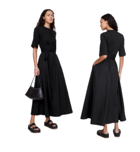 Cotton Poplin + Jersey Twisted Maxi Dress