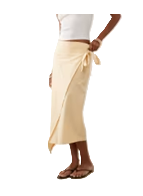 Linen Blend Wrap Skirt in Buttermilk