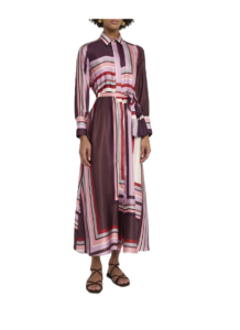 Herminia Geometric Stripe Maxi Shirtdress