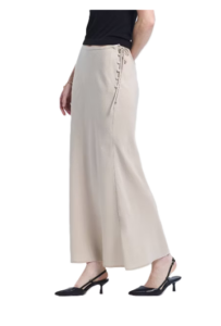 Women's Mid-rise Side-tie Woven Maxi Skirt