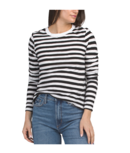 Dani Striped Tee with Supima Cotton Trim