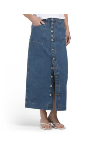 Button Up Denim Maxi Skirt