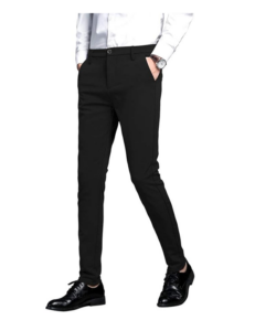 Plaid&plain Men's Stretch Dress Pants Slim Fit Skinny Suit Pants