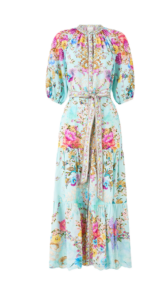 Bazaar Blooms Puff-sleeve Midi Shirtdress