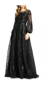 Jewel Encrusted Illusion Long Sleeve a Line Gown