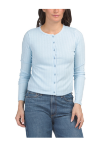 Button Down Pointelle Knit Cardigan