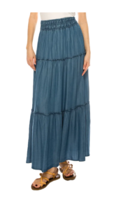 Tiered Denim Maxi Skirt