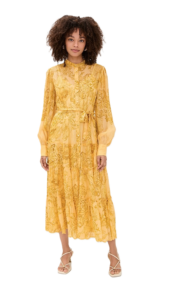 Midi Tiered Dress with Self Tie Belt and Slip