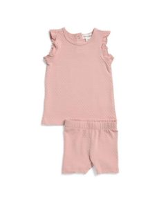 Infant Girls 2pc Textured Ruffle Top and Shorts Set