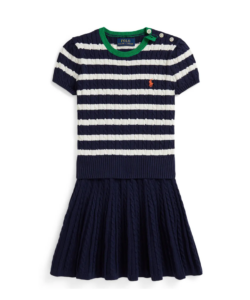Kids' Short Sleeve Cable Knit Sweater & Skirt Set Size 2-6