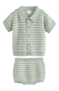 Stripe Knit Cardigan & Bloomers Set 0-12m