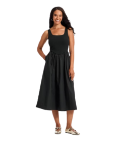 Women's Pullover Knit to Woven Midi Dressp