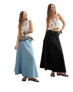 Denim Seamed Circle Skirt