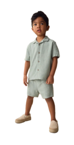 Short Sleeve Button-up Shirt & Shorts Set