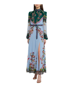 Jacqui-b Belted Floral Silk Midi Dress Size 4
