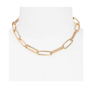 Rhinestone Paper Clip Chain Necklace