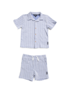 Little Boys 2pc Woven Striped Shirt and Matching Shorts Set