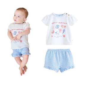 Kids' Fruit Market Embroidered T-shirt & Gingham Shorts Set