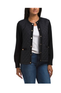 Long Sleeve Crew Neck Quilted Jacket