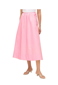 Striped Tie Waist Midi Skirt