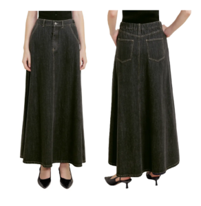 A-line Denim Maxi Skirt