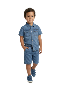 Kids' Chambray Button-up Shirt & Shorts Set Size 4-7
