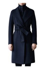 Norita Belted Double Face Wool Coat with Wool Blend Bib