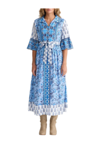 Jardin Mixed Print Cotton Midi Dress