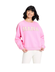 Women's Crewneck Mama Graphic Pullover Sweatshirt