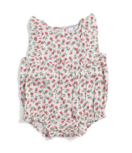 Infant Girls Petite Petals Twill Ruffled Romper 0-24m