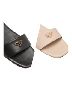 Leather Logo Flat Slide Sandals