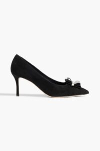 Winnie 70 Crystal-embellished Suede Pumps