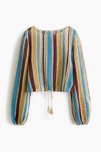 Drawstring-detail Mesh Top