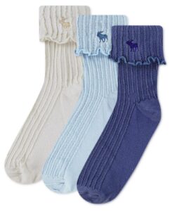 Girls' Crew Length Lettuce Hem Socks, 3-pack