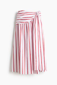 Tie-detail Poplin Skirt