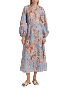 Awaken Billow Linen Midi-dress