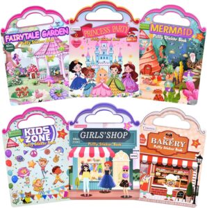 Cosomia 6 Set (260pcs) Puffy Sticker Books Activity for Girls