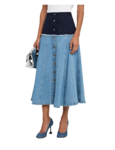 Veena Colorblock Denim Midi Skirt