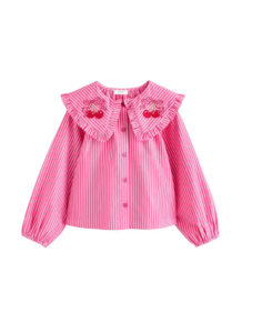Kids' Cherry Ruffle Collar Cotton Top