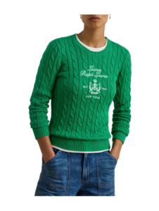 Embroidered Cable Knit Sweater
