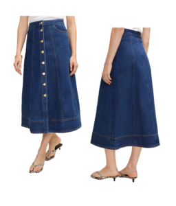 Buttoned Denim Midi Skirt