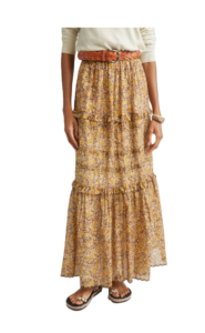 Volomia Mixed Print Tiered Cotton Maxi Skirt